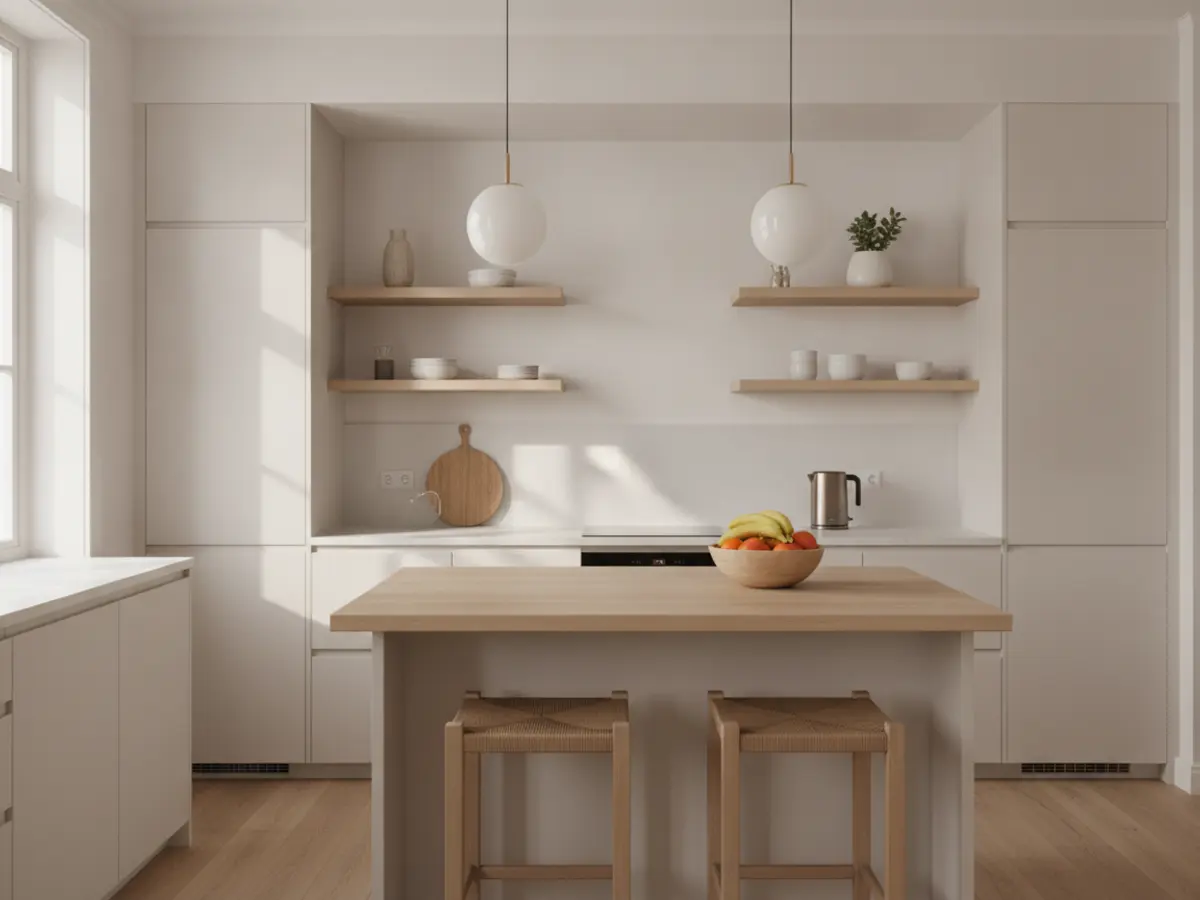 Airbnb kitchen restyled in a bright Scandinavian style