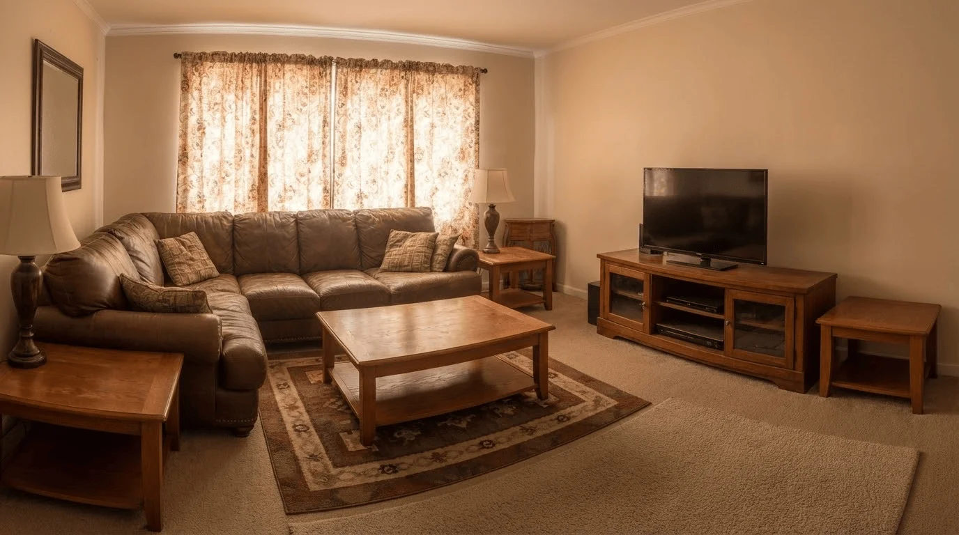 Room decluttered with AI ready for staging