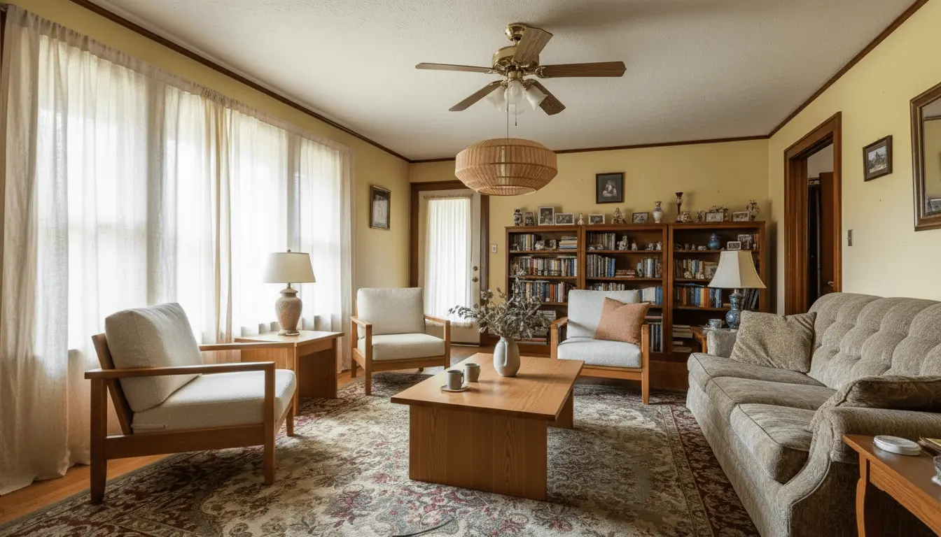 Living room restyled with AI in Japandi style