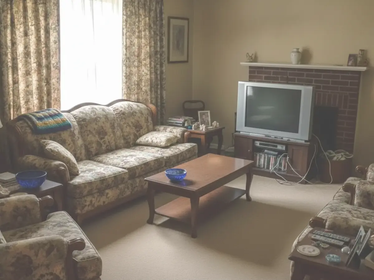 The same living room decluttered and depersonalised, with nothing replaced