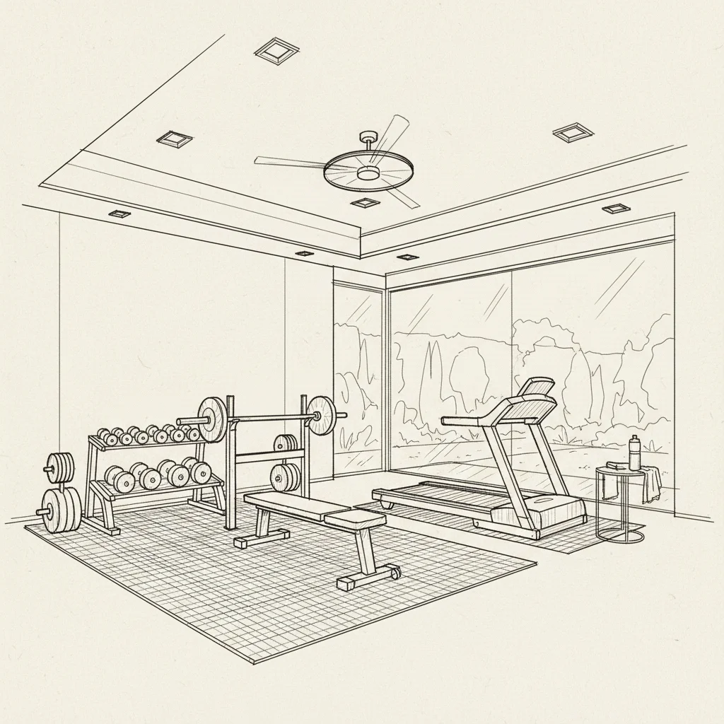 Rough room sketch before AI render