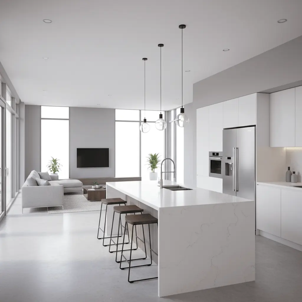 Modern kitchen island open plan