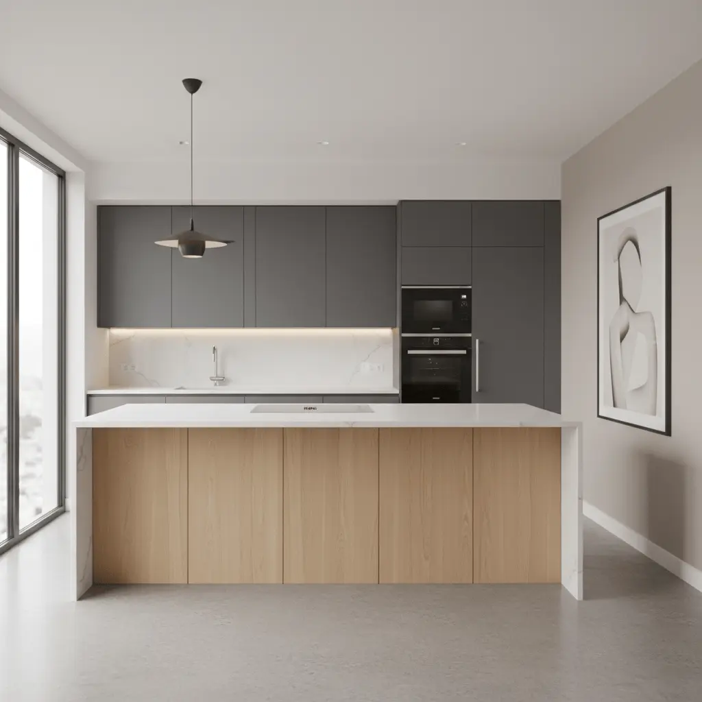 Modern kitchen handleless hero