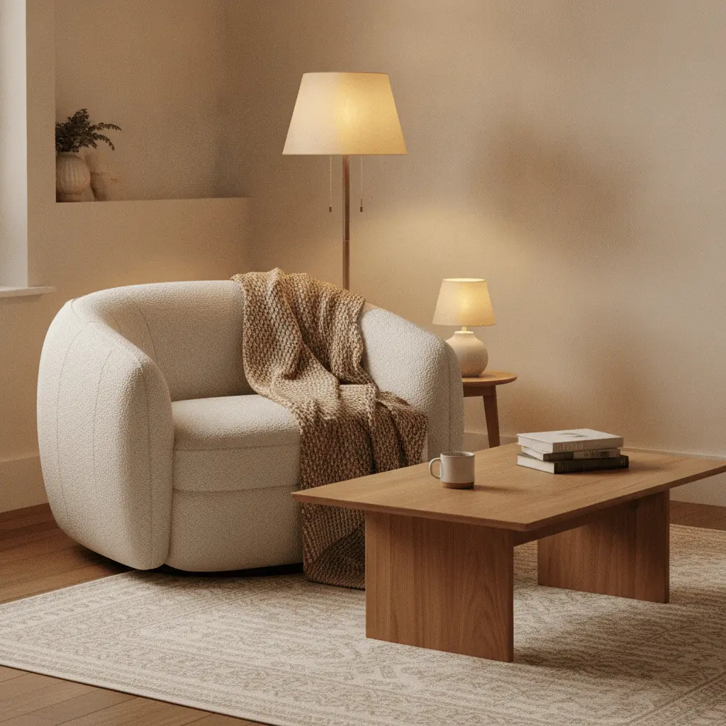 Small living room neutral cozy