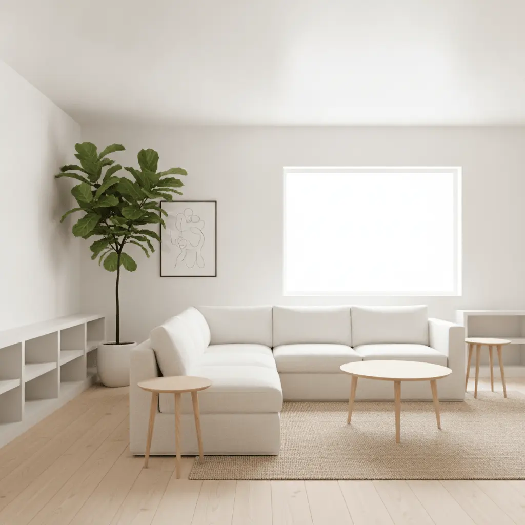 Small living room bright white airy